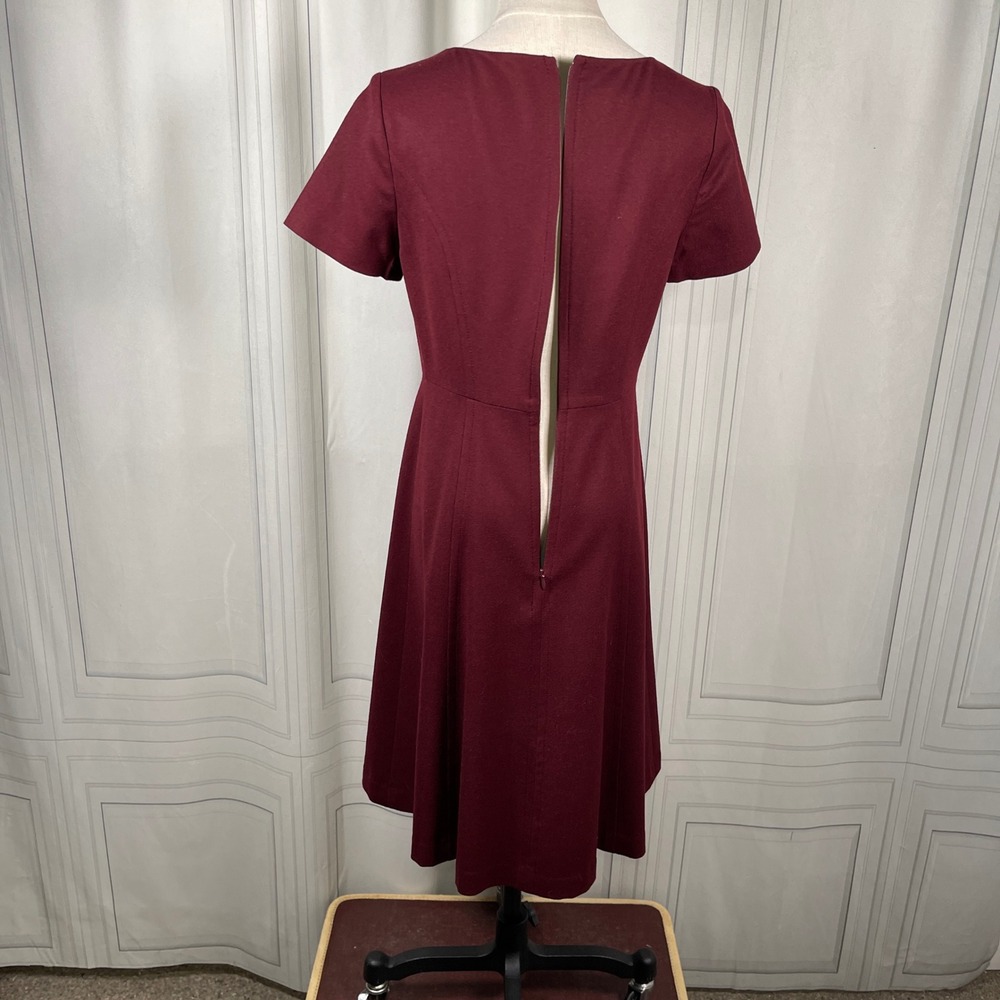 Talbots Burgundy Wool Fit & Flare Dress Size 2 Short‎ Sleeve - Picture 8 of 15